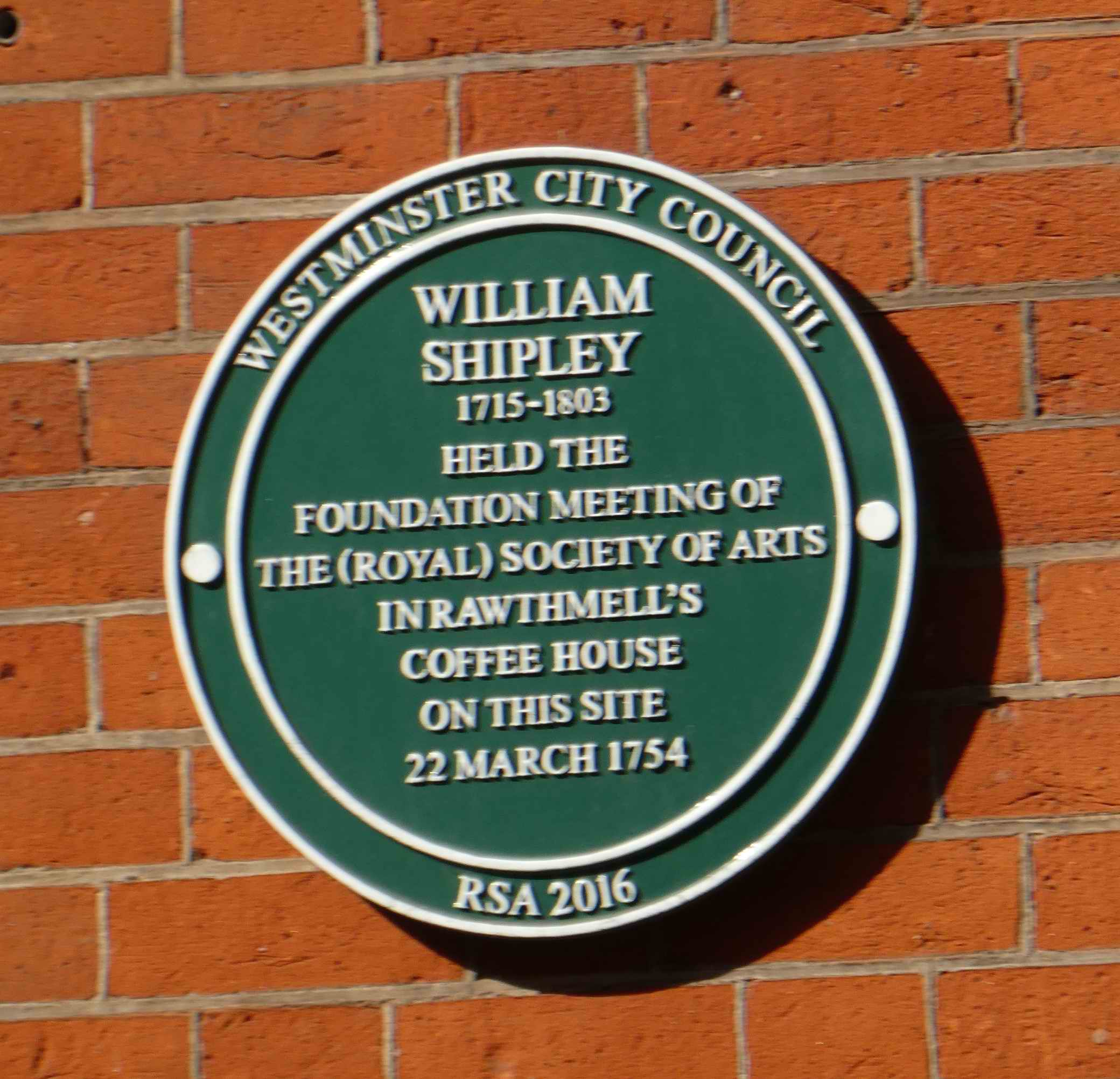 William Shipley Plaque