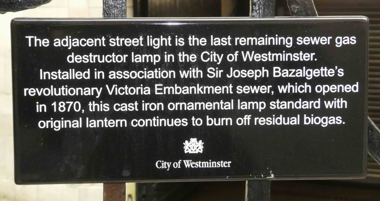 Westminster plaque for sewer gas lamp